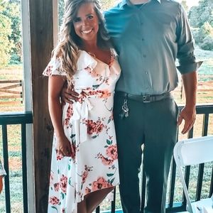 White and pink floral dress